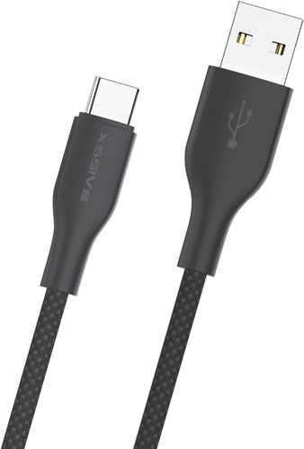 XSSIVE TPE Gevlochten USB Naar Type-C Kabel 30CM - Zwart