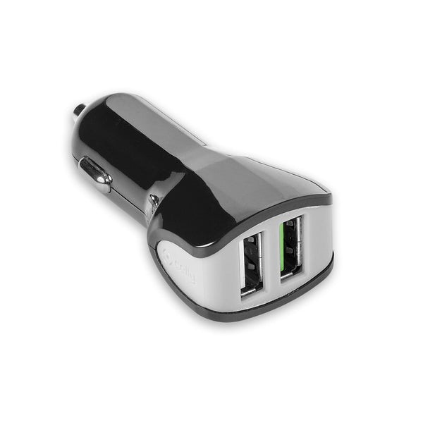 CELLY Snellader Adapter 2 USB Auto 17W - Zwart