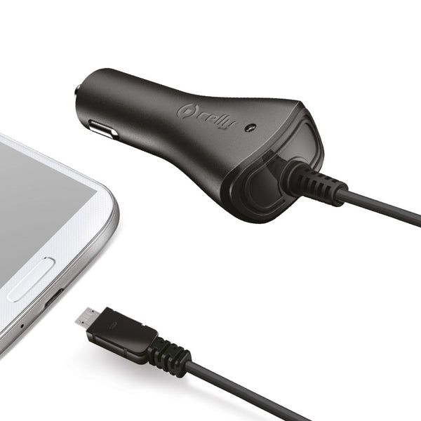 CELLY MicroUSB Auto Lader - Zwart