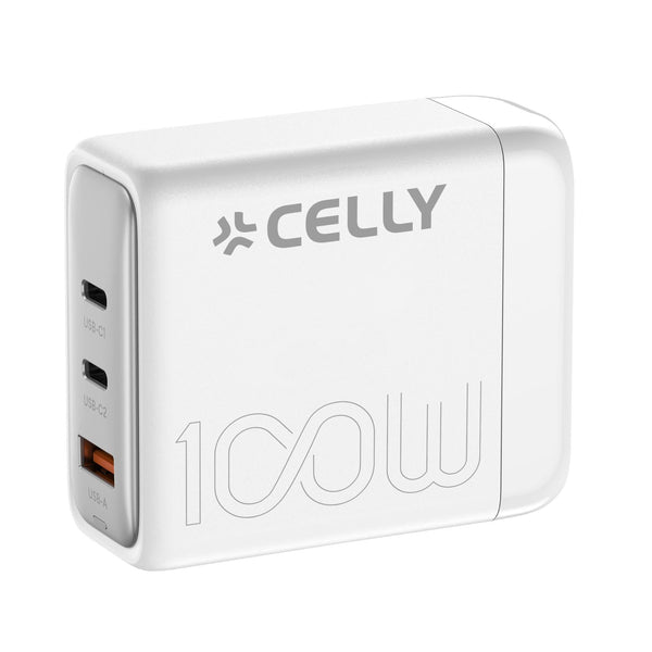 CELLY Snellader Powerbank USB-C en USB Poorten 100W - Wit