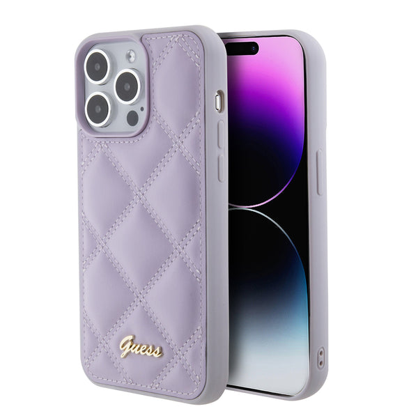 GUESS Hoesje iPhone 15 Pro Max - Lila Quilted