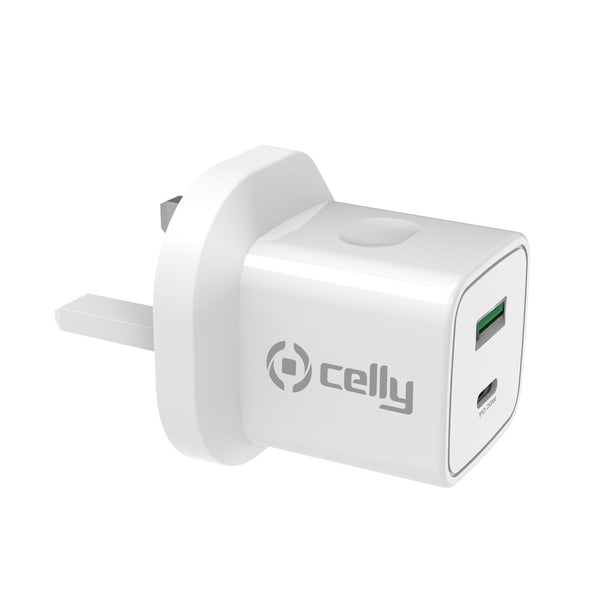 CELLY Reisadapter voor UK USB/ USB-C - Wit