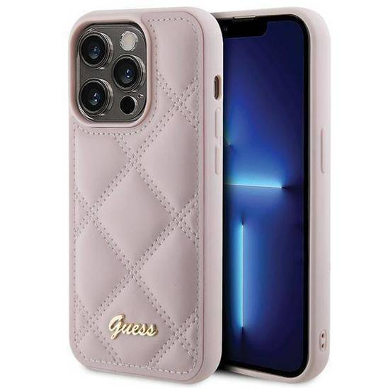 GUESS Hoesje iPhone 15 Pro Max - Roze Quilt